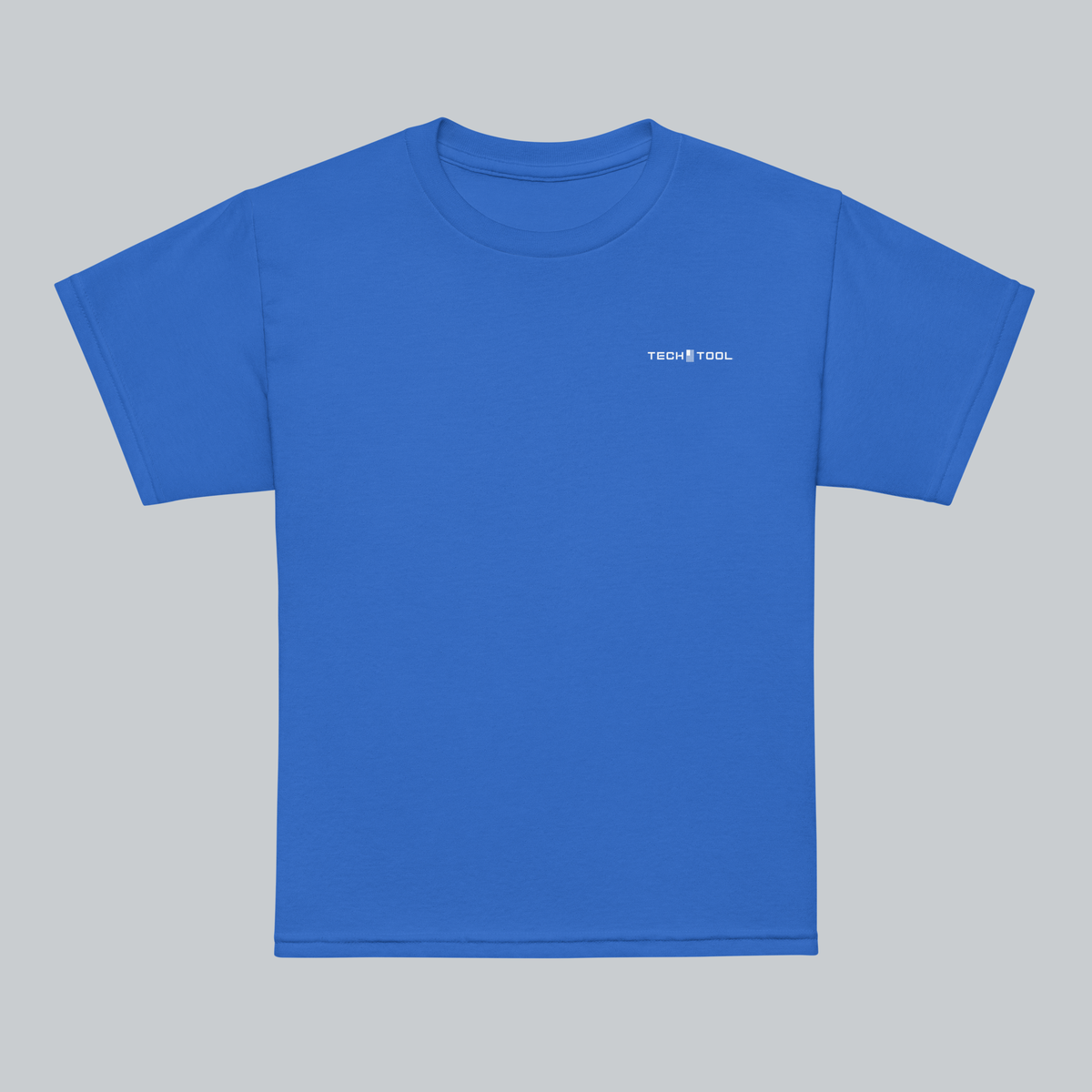 Tech Tool Unisex Youth Core T-Shirt in Royal, front view with contrasting Tech Tool print | Color: Royal