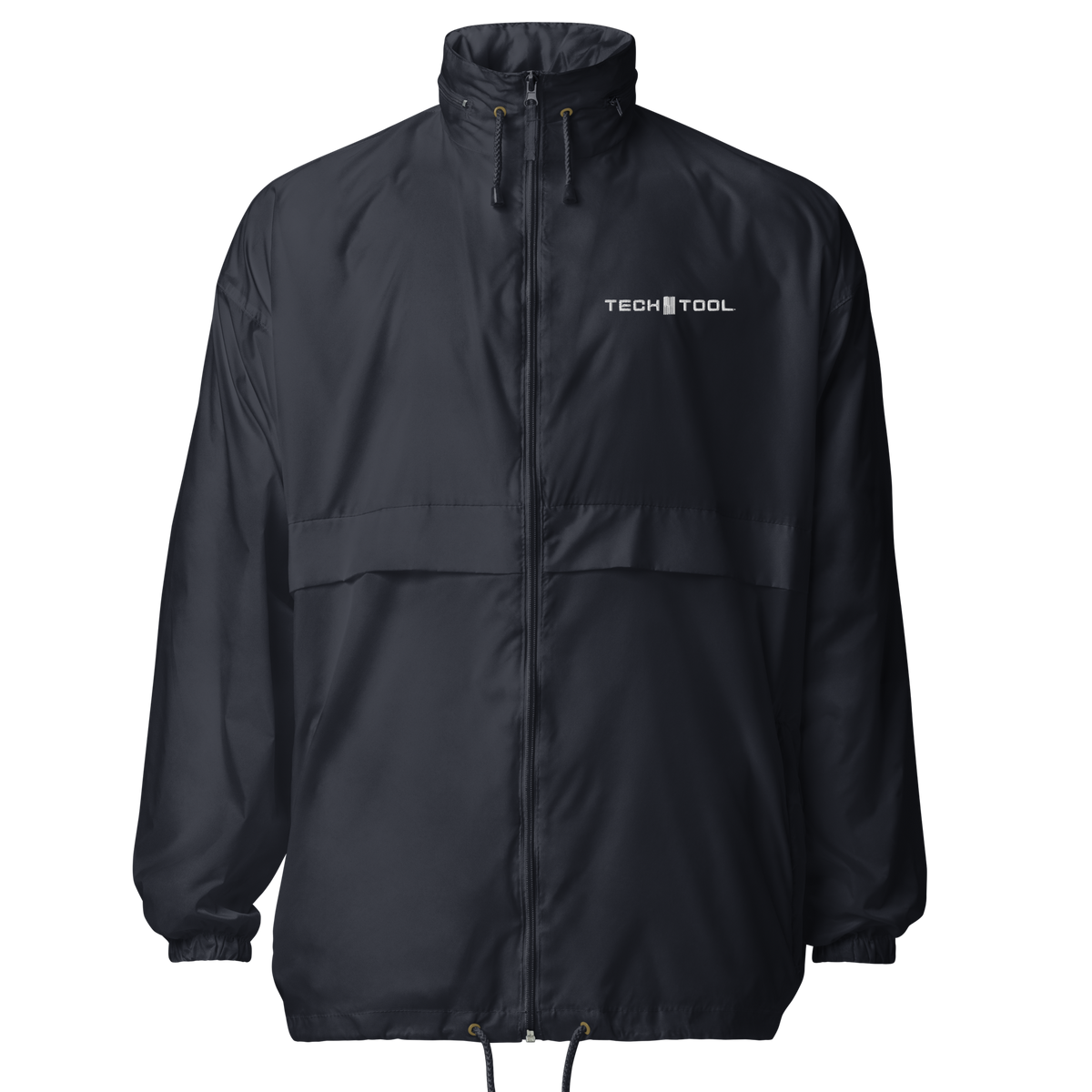 Tech Tool Unisex Core Windbreaker, front view with white embroidered left-chest logo | Color: Navy