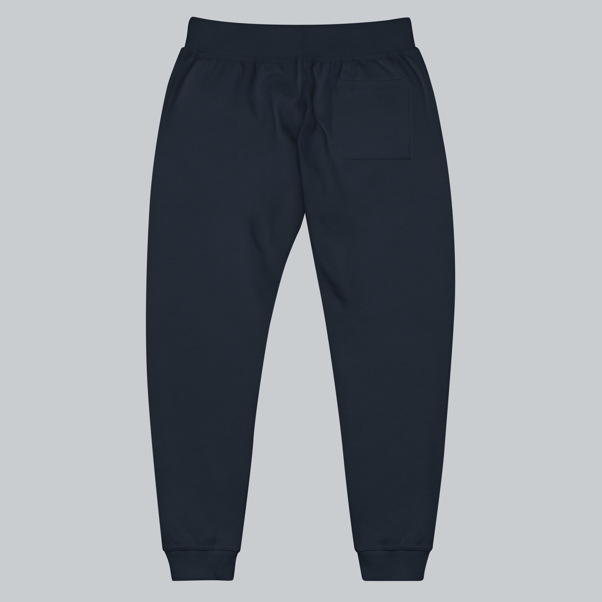 Tech Tool Unisex Core Fleece Joggers, back view showing rear pocket, elastic waistband and cuffed legs | Color: Navy Blazer