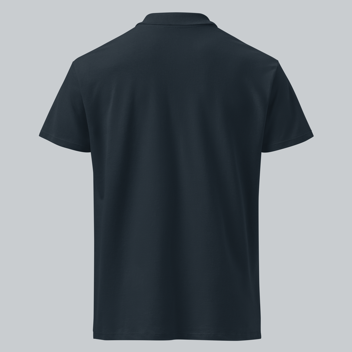 Tech Tool Unisex Core Piqué Polo, plain back view showing the collar, sleeves and hem | Color: Navy