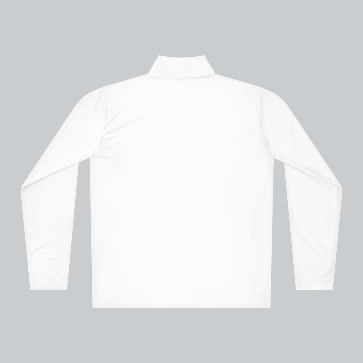 Tech Tool Unisex Core Quarter-Zip Pullover, plain back view showing long sleeves, shoulder seams and straight hem | Color: White