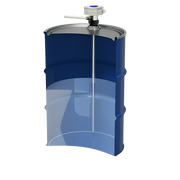 Manufacturer installation illustration for Dazzle coolant level controller; drum shown for context.